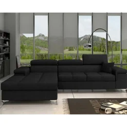 Wohnen Sofas<Velours Ecksofa in Schwarz - Milwaukee