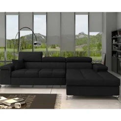 Wohnen Sofas<Velours Ecksofa in Schwarz - Milwaukee
