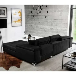 Wohnen Sofas<Velours Ecksofa in Schwarz - Milwaukee