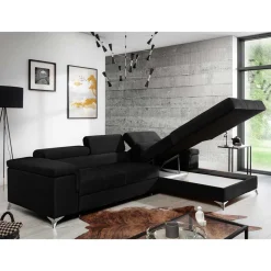 Wohnen Sofas<Velours Ecksofa in Schwarz - Milwaukee
