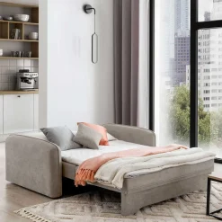 Wohnen Sofas<Velours Federkerncouch in Beigegrau - Fortinos