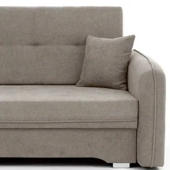 Wohnen Sofas<Velours Federkerncouch in Beigegrau - Fortinos