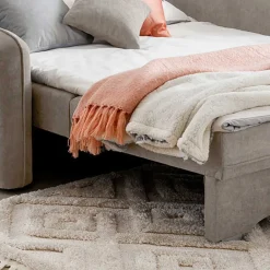 Wohnen Sofas<Velours Federkerncouch in Beigegrau - Fortinos