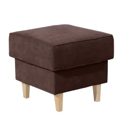 Wohnen Hocker<Velours Hocker in Braun und Buche - Revelinda