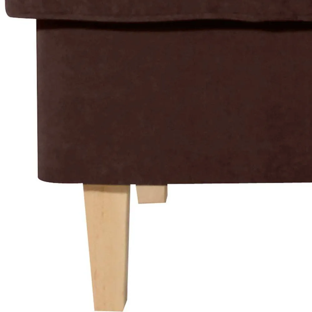 Wohnen Hocker<Velours Hocker in Braun und Buche - Revelinda