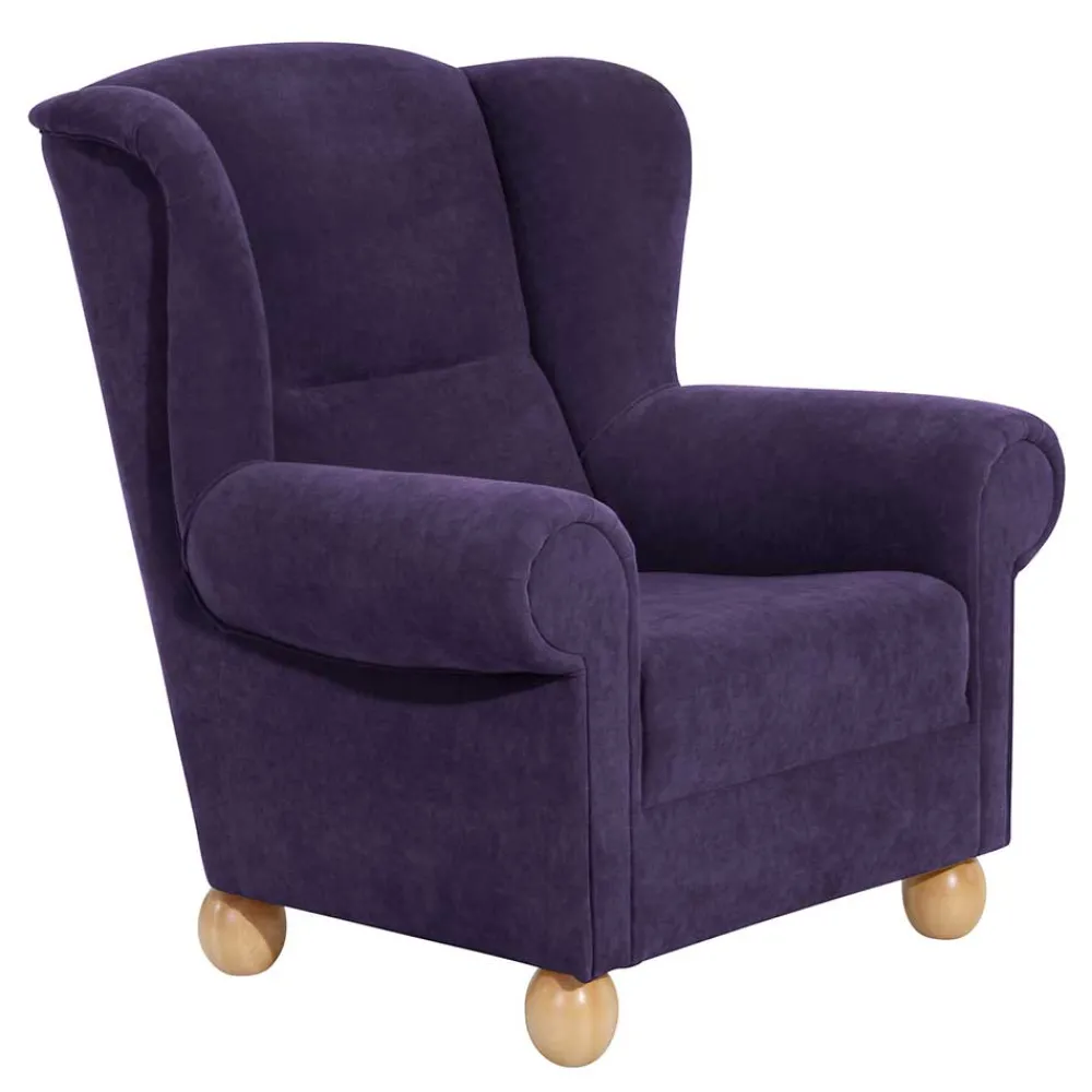 Wohnen Sessel<Velours Ohrensessel in Violett - Sotonio