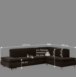 Wohnen Sofas<Velours Polsterecke in Braun - Delnoto