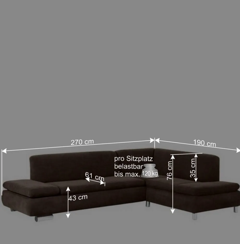 Wohnen Sofas<Velours Polsterecke in Braun - Delnoto