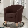Wohnen Sessel<Velours Polstersessel halbrund in Braun - Cazar