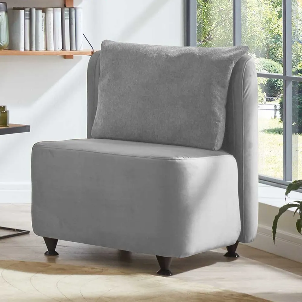 Wohnen Sessel<Velours Polstersessel in Silber Grau - Kolage