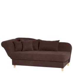 Wohnen Sofas<Velours Recamiere in Braun mit Buche - Curney