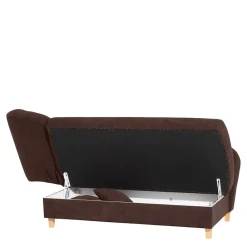 Wohnen Sofas<Velours Recamiere in Braun mit Buche - Curney