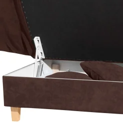 Wohnen Sofas<Velours Recamiere in Braun mit Buche - Curney