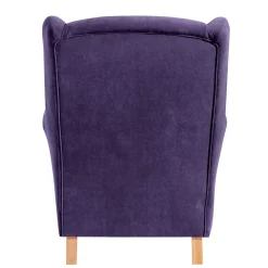 Wohnen Sessel<Velours-Ohrensessel in Violett mit Buche - Antonia