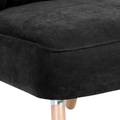 Wohnen Sessel<Velours-Sessel in Schwarz und Buche Natur - Avenzas