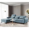Wohnen Betten|Sofas<Viersitzer Ecksofa in Hellblau - matter Samt - Memphis