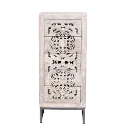 Wohnen Kommoden<Vintage Hochkommode aus Mangoholz White Wash - Fudorus