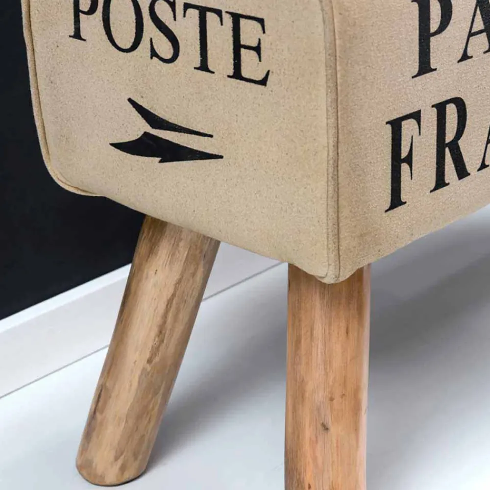Wohnen Sitzbank<Vintage Polsterbank Clause mit Holz Leinen Echtleder