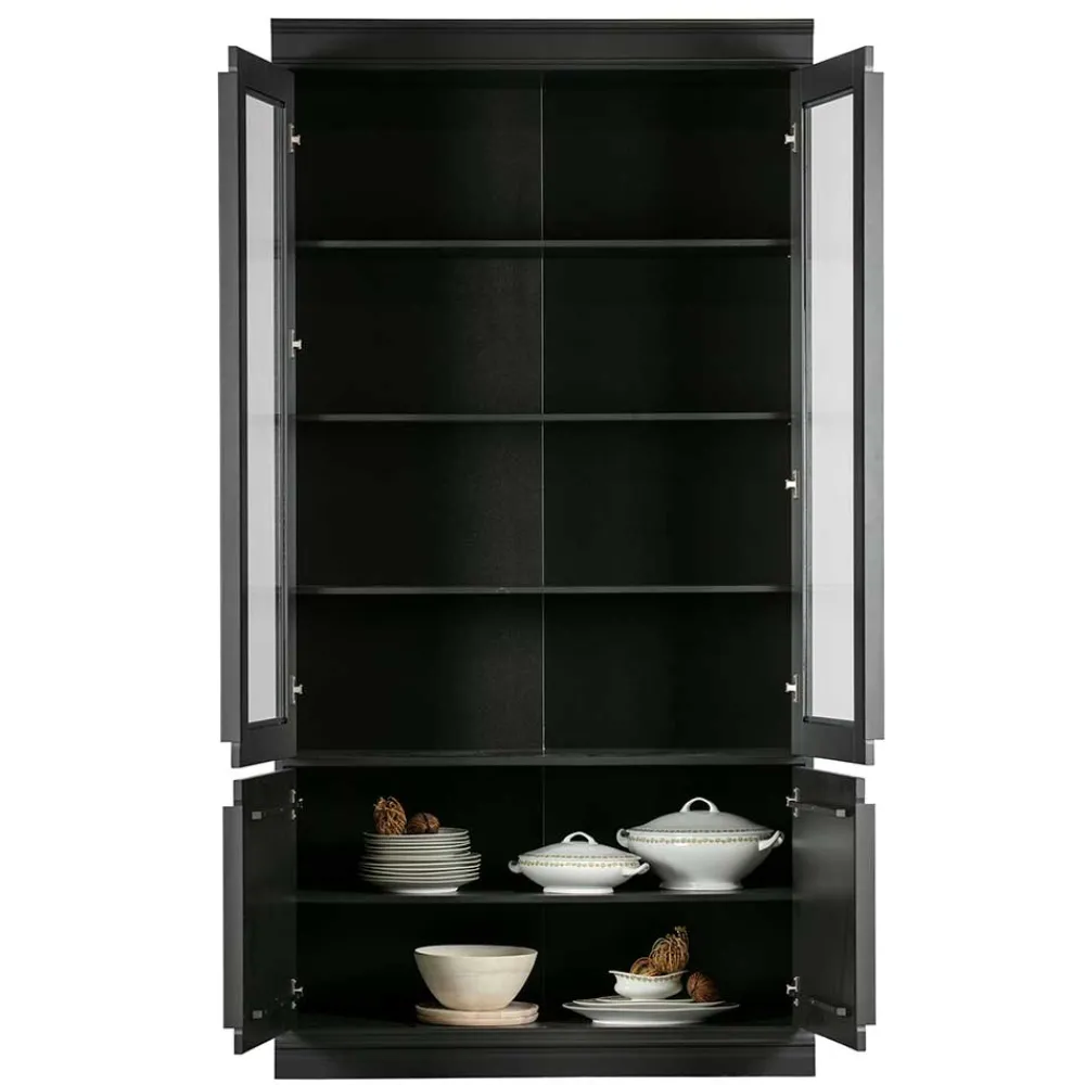Wohnen Vitrinen<Vintage Vitrinenschrank in Schwarz - Graddos