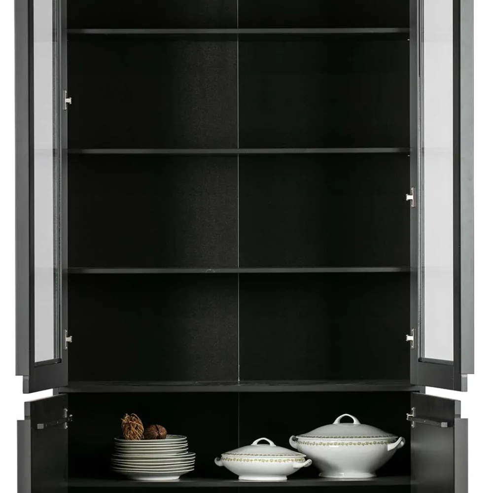 Wohnen Vitrinen<Vintage Vitrinenschrank in Schwarz - Graddos