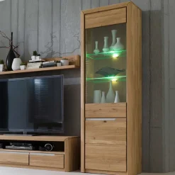 Wohnen Vitrinen<Vitrine Croconia aus Wildeiche massiv Bianco geölt