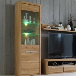 Wohnen Vitrinen<Vitrine Croconia aus Wildeiche massiv Bianco geölt