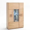 Wohnen Highboards|Vitrinen<Vitrine Highboard optional mit LED Pontros Eiche Bianco teilmassiv
