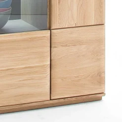 Wohnen Highboards|Vitrinen<Vitrine Highboard optional mit LED Pontros Eiche Bianco teilmassiv