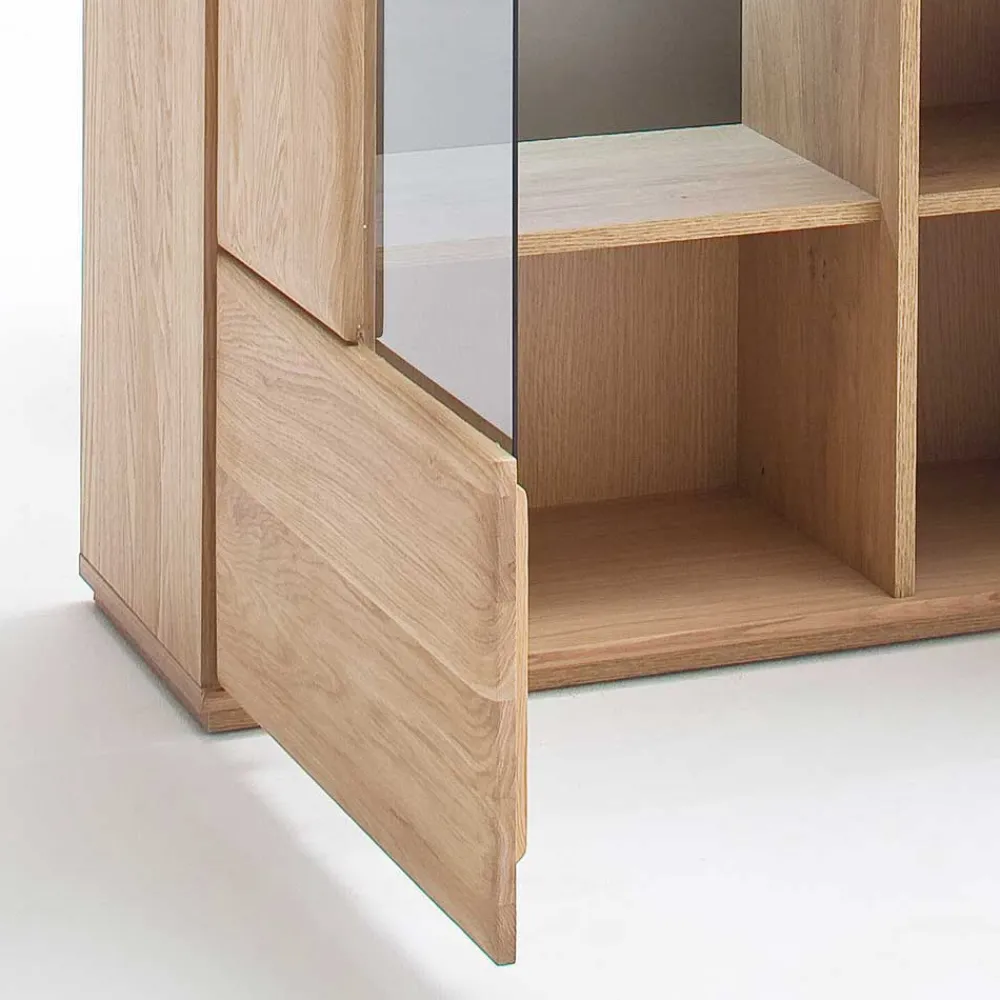 Wohnen Highboards|Vitrinen<Vitrine Highboard optional mit LED Pontros Eiche Bianco teilmassiv