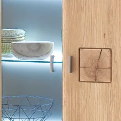 Wohnen Highboards|Vitrinen<Vitrine Highboard optional mit LED Pontros Eiche Bianco teilmassiv