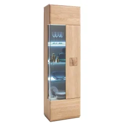 Wohnen Vitrinen<Vitrine in 60cm Breite Pontros Eiche Bianco teilmassiv