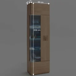 Wohnen Vitrinen<Vitrine in 60cm Breite Pontros Eiche Bianco teilmassiv