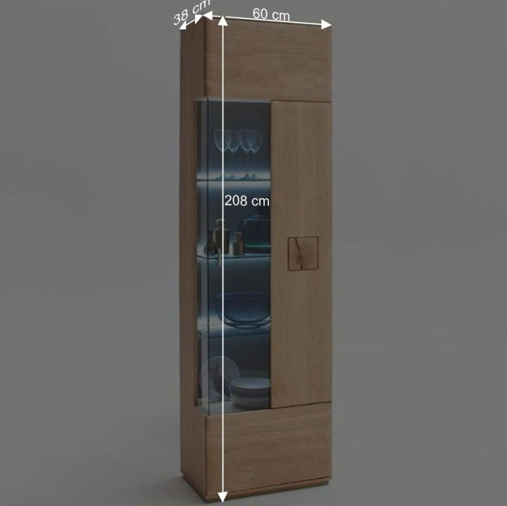 Wohnen Vitrinen<Vitrine in 60cm Breite Pontros Eiche Bianco teilmassiv