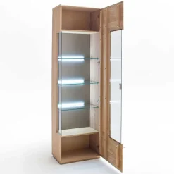 Wohnen Vitrinen<Vitrine in 60cm Breite Pontros Eiche Bianco teilmassiv