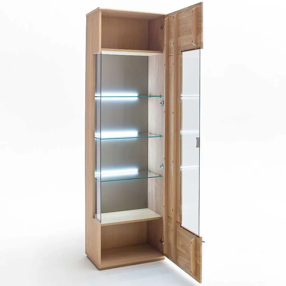 Wohnen Vitrinen<Vitrine in 60cm Breite Pontros Eiche Bianco teilmassiv