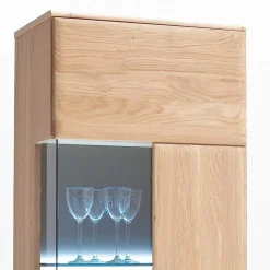 Wohnen Vitrinen<Vitrine in 60cm Breite Pontros Eiche Bianco teilmassiv