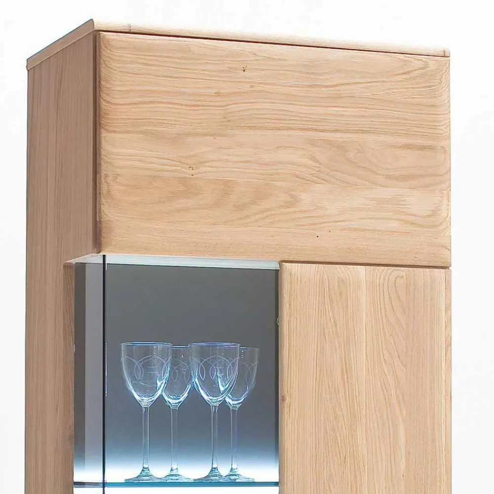 Wohnen Vitrinen<Vitrine in 60cm Breite Pontros Eiche Bianco teilmassiv