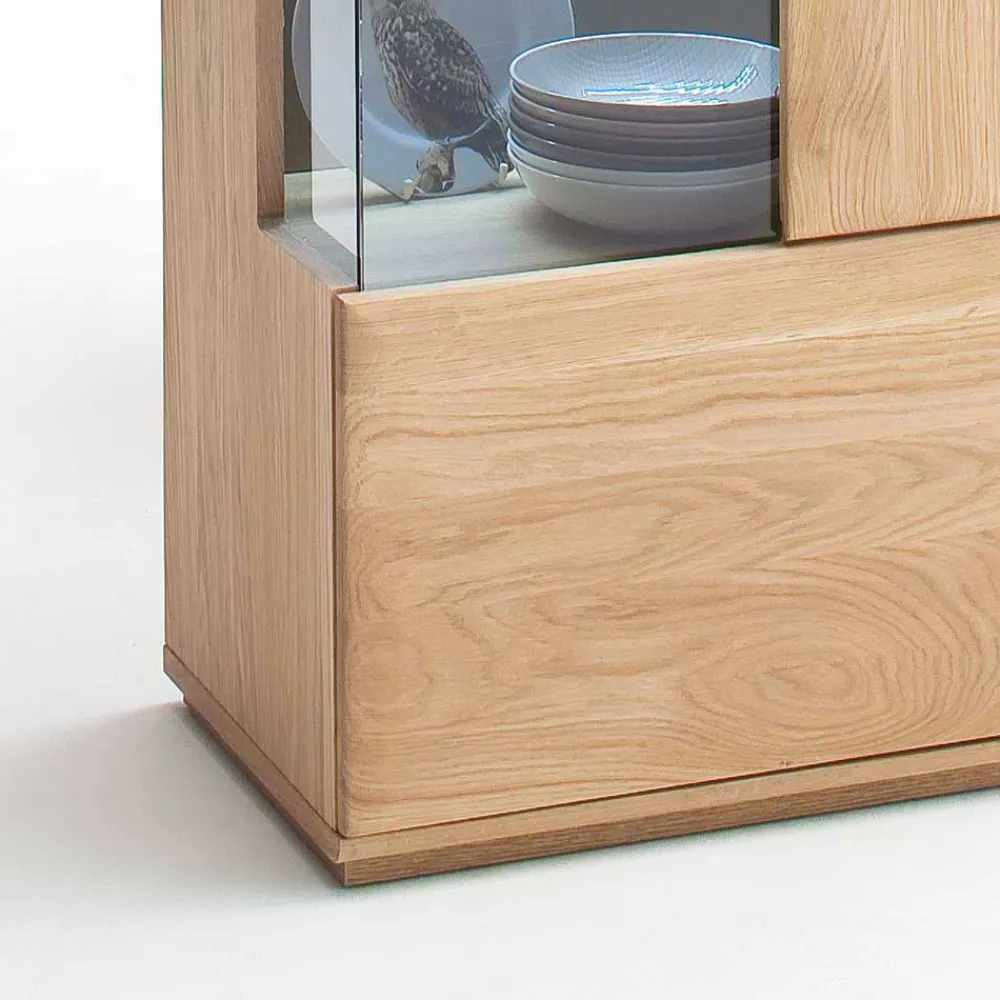 Wohnen Vitrinen<Vitrine in 60cm Breite Pontros Eiche Bianco teilmassiv