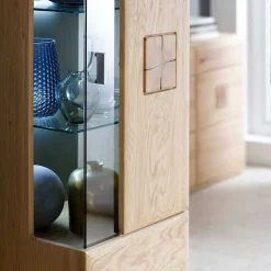 Wohnen Vitrinen<Vitrine in 60cm Breite Pontros Eiche Bianco teilmassiv