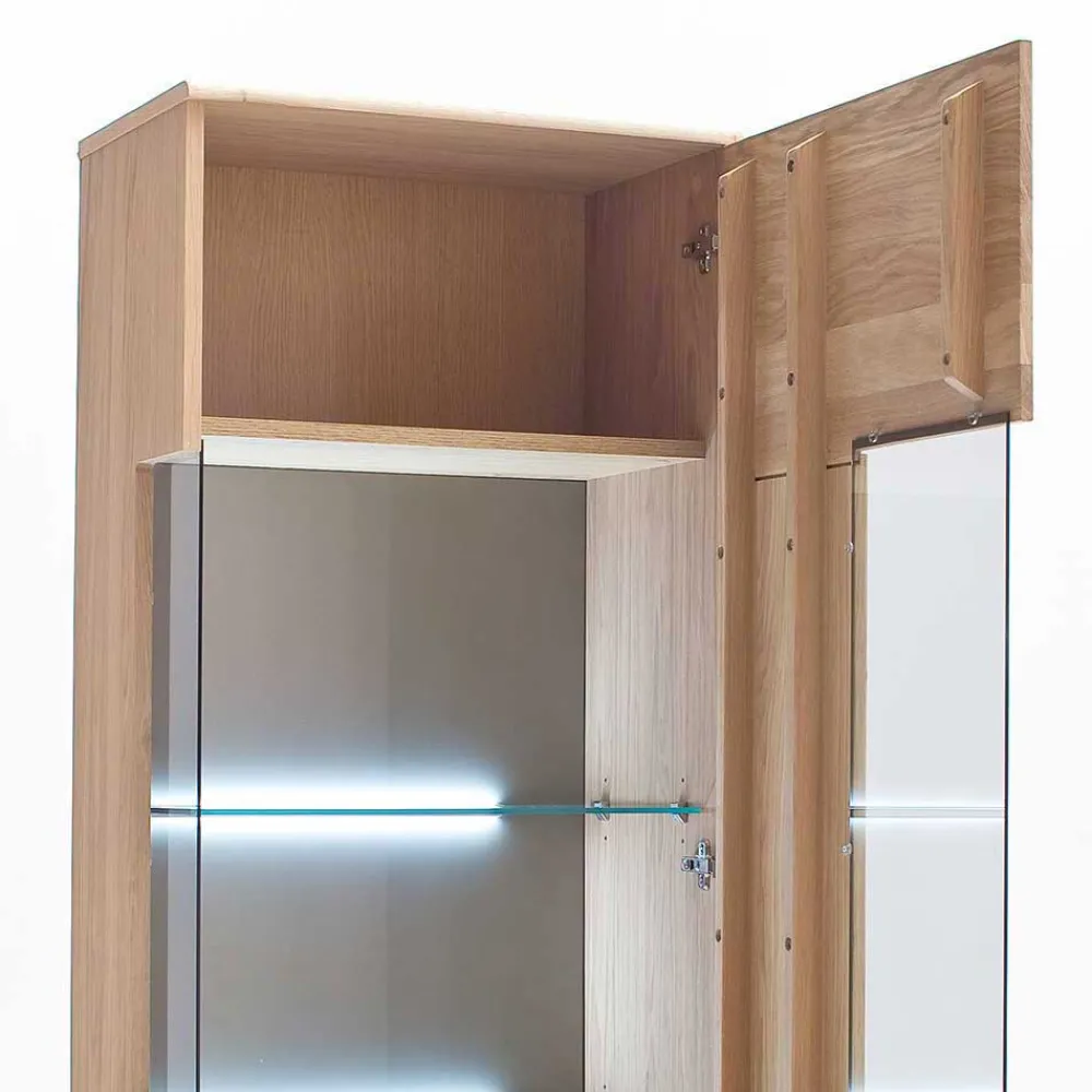 Wohnen Vitrinen<Vitrine in 60cm Breite Pontros Eiche Bianco teilmassiv