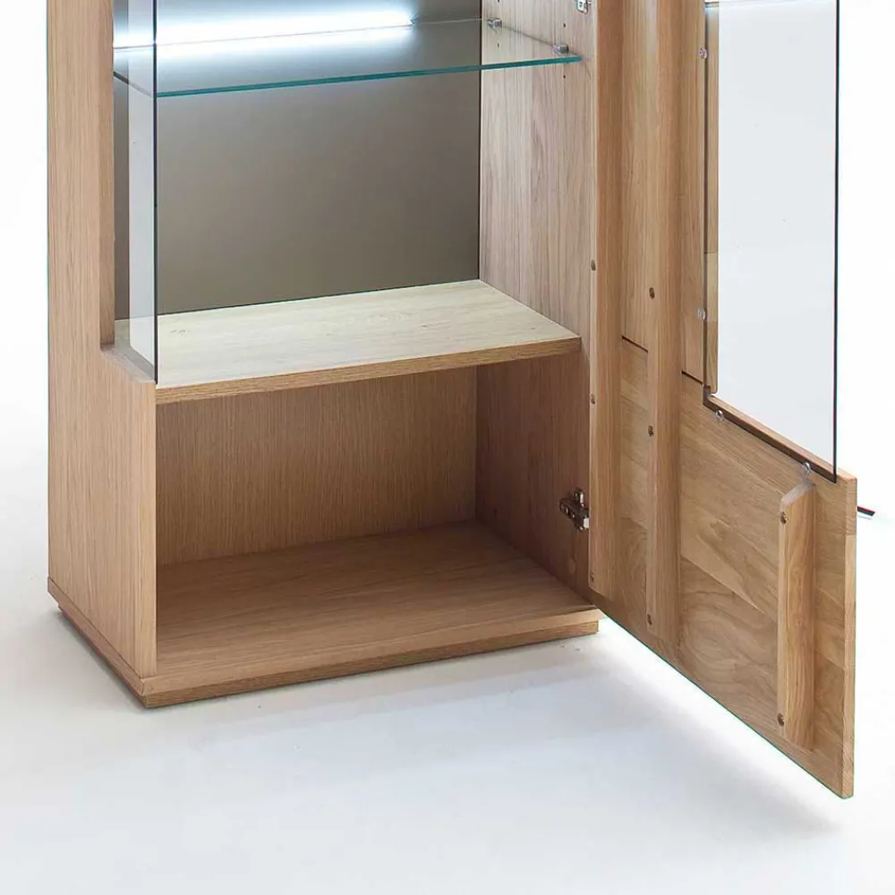 Wohnen Vitrinen<Vitrine in 60cm Breite Pontros Eiche Bianco teilmassiv