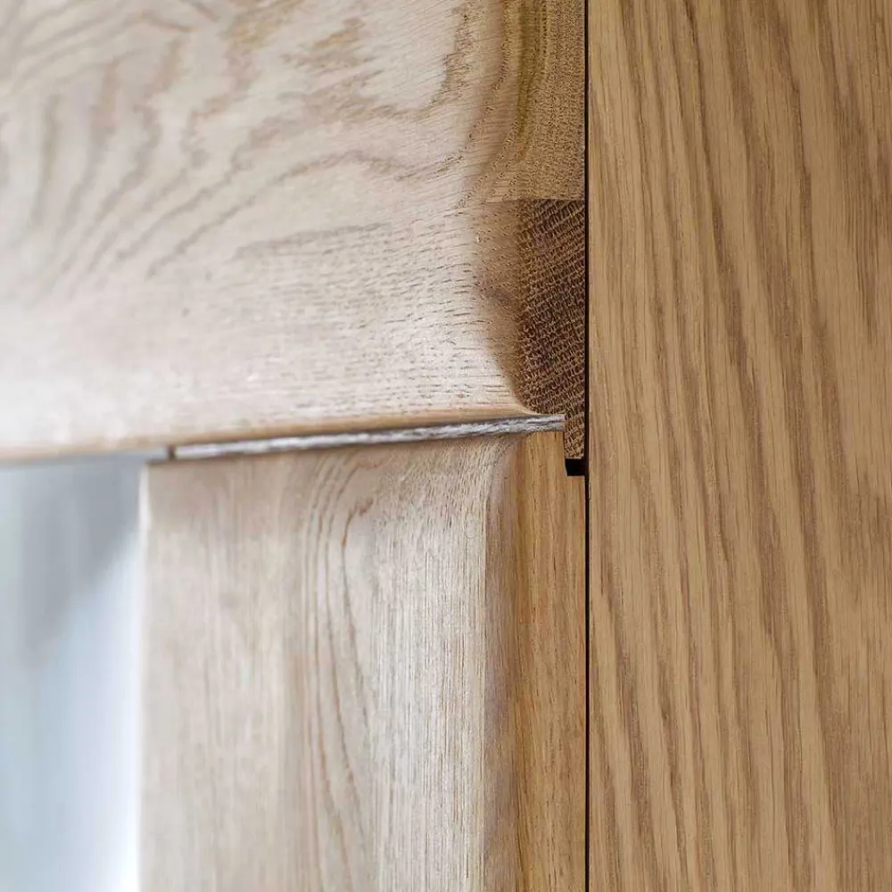 Wohnen Vitrinen<Vitrine in 60cm Breite Pontros Eiche Bianco teilmassiv