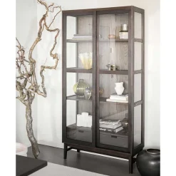 Wohnen Vitrinen<Vitrine in Dunkelbraun Eiche - Kuana