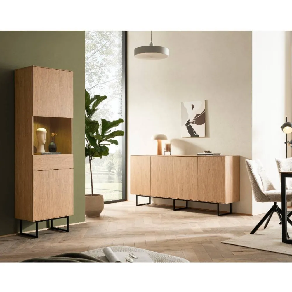 Wohnen Vitrinen<Vitrine in Eiche Stone Holzoptik - Jaskin