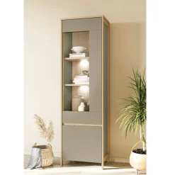 Wohnen Vitrinen<Vitrine in Eukalyptus und Eiche Optik - Promo