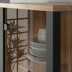 Wohnen Vitrinen<Vitrine in Fichte verwittert Dekor - Simeona
