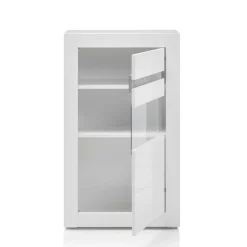 Wohnen Vitrinen<Vitrine in Hochglanz Weiß Mextra mit Beton Dekor Absetzung