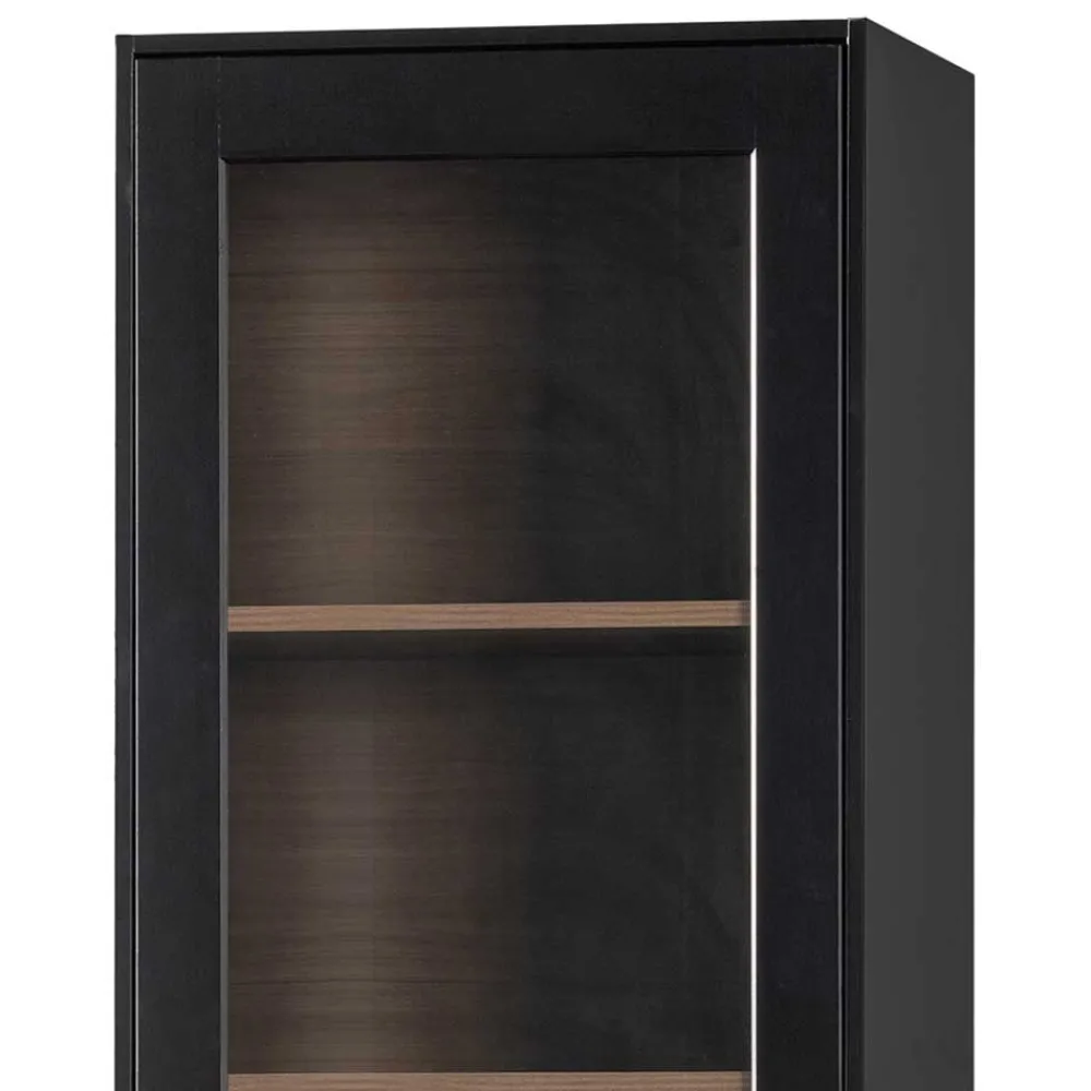 Wohnen Vitrinen<Vitrine in Schwarz & Walnuss Optik - Rabad