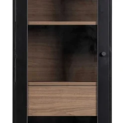Wohnen Vitrinen<Vitrine in Schwarz & Walnuss Optik - Rabad
