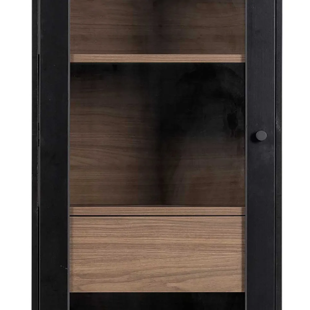 Wohnen Vitrinen<Vitrine in Schwarz & Walnuss Optik - Rabad